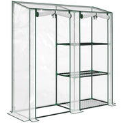 Serra Verticale a 2 Sezioni con 3 Ripiani 143x45x151 cm in Plastica e Acciaio Verde Scuro e Trasparente