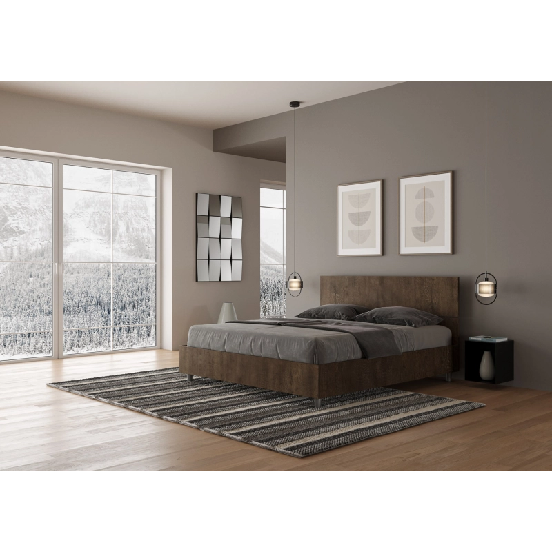 Letto Matrimoniale 160x200 cm testata dritta Demas - Senza rete,Noce