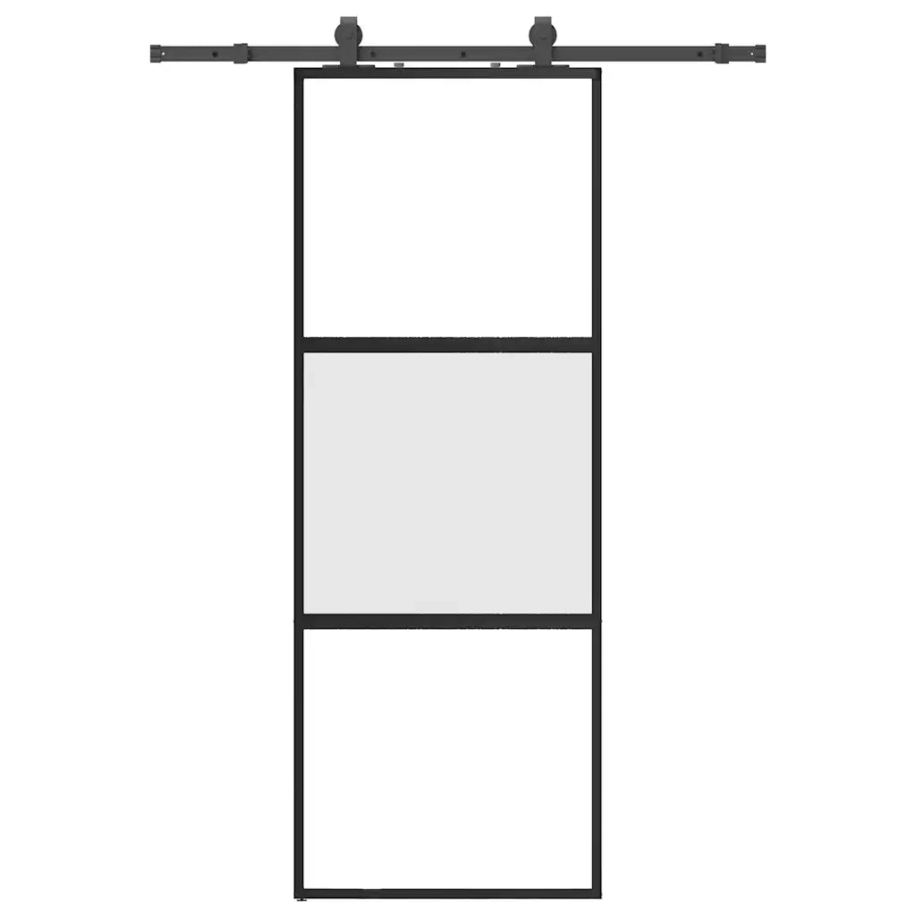 Porta Scorrevole Set Ferramenta Nera 76x205 cm Vetro Temperato 3375913