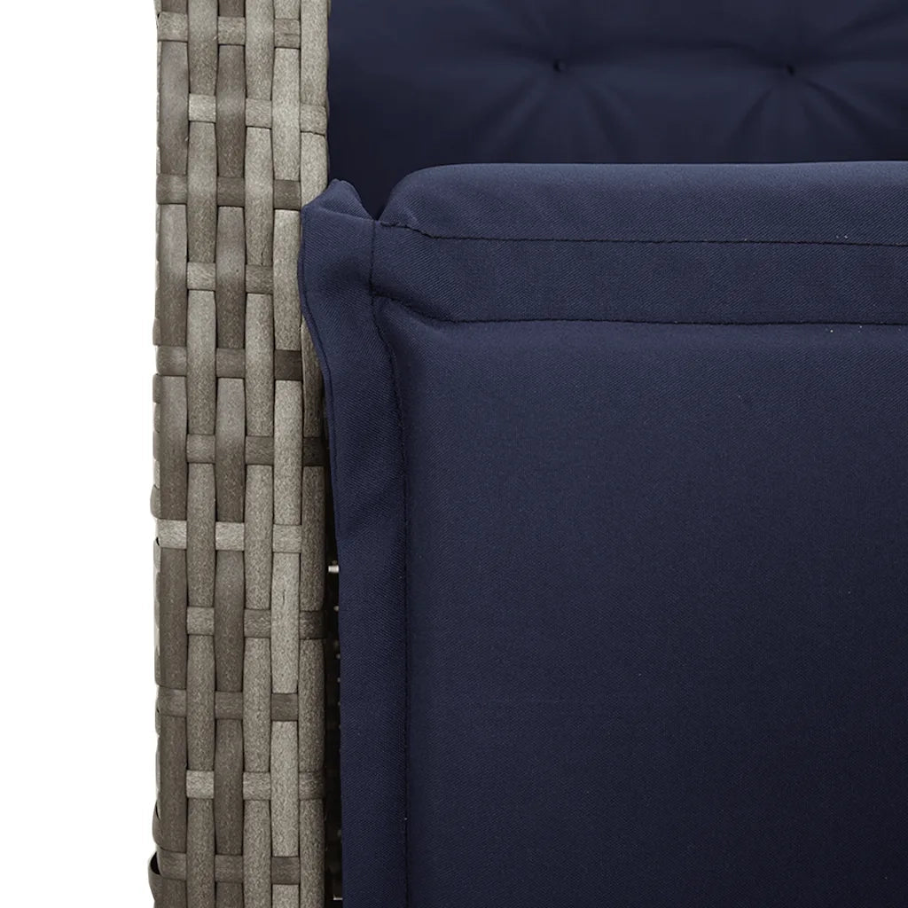 Sedia Reclinabile da Giardino con Poggiapiedi Grigia Polyrattan 365239