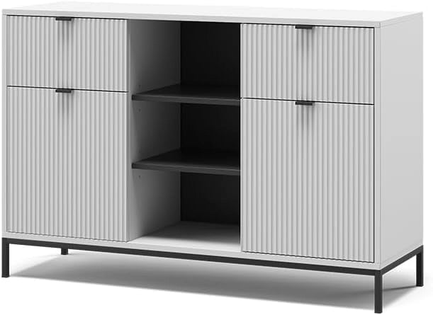 Cassettiera per camera da letto Eliza, Quercia vichinga, 120 x 81.2 cm con 2 cassetti e 2 ante, combinabile con altri mobili della serie Eliza