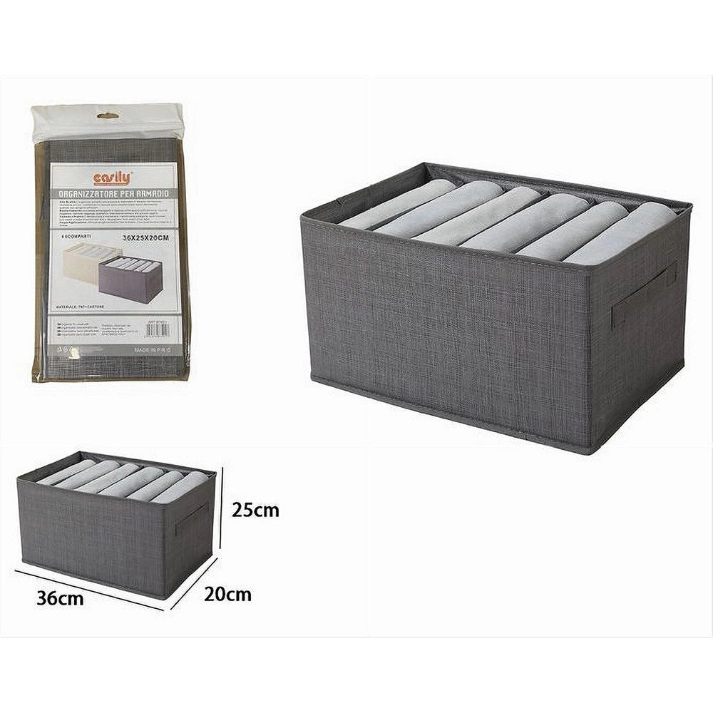 Trade Shop - Organizer Salvaspazio Per Armadi Scatola Pieghevole 6 Scomparti 36x20x25cm 87401 -