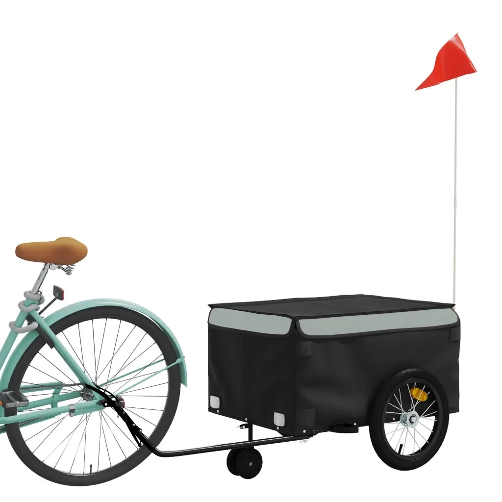 Rimorchio da Bici Nero e Grigio 45 kg in Ferro