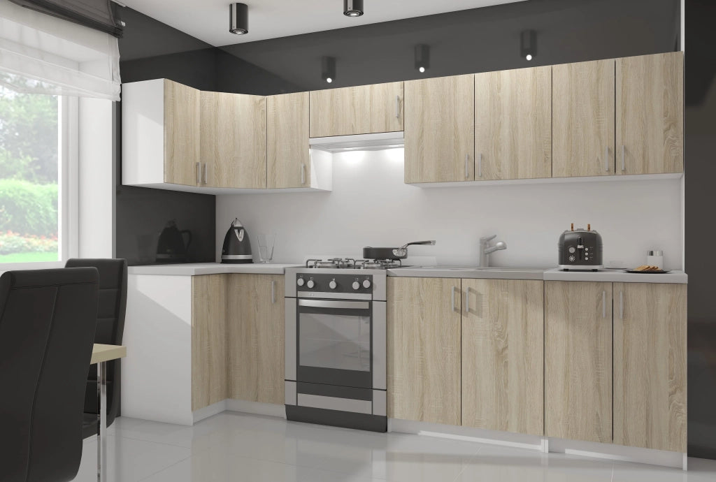 Mobile da cucina per incasso del forno AKORD S60 sistema LIMA Bianco 60 cm 1 anta inserto frontale Sonoma Quercia 60x55x82 cm