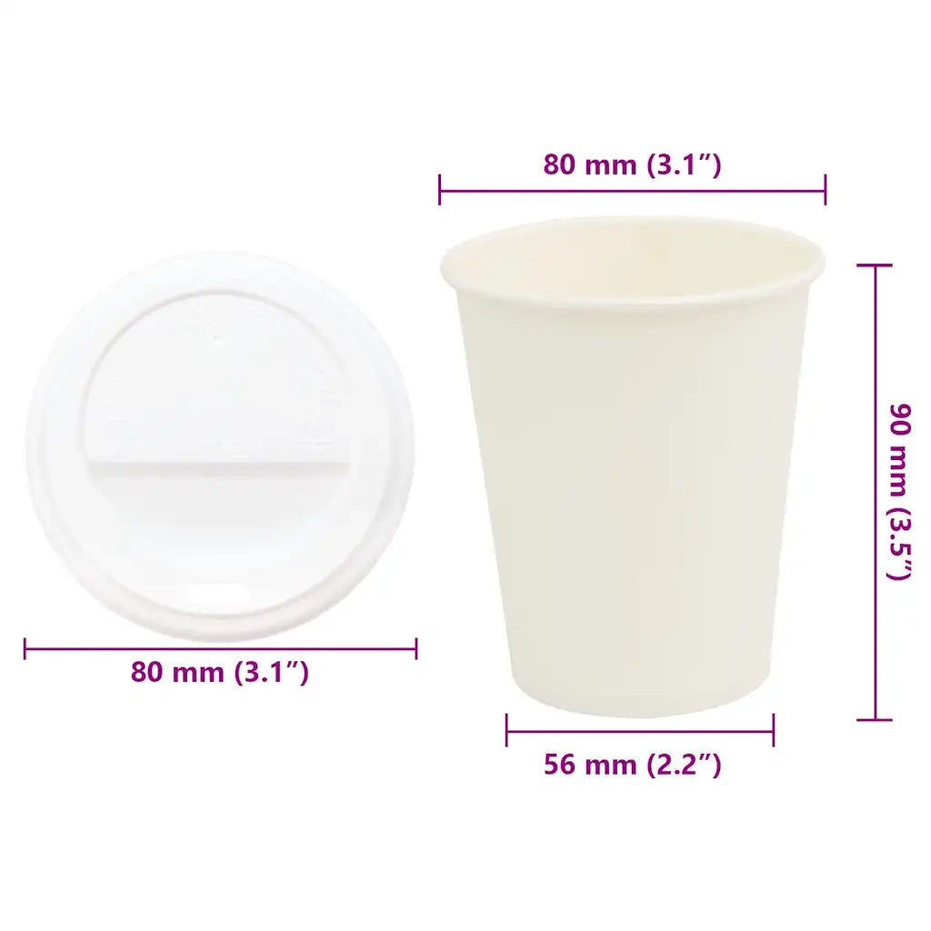 Tazze da CaffÃ¨ in Carta con Coperchi 1000 pz 8oz 200 ml