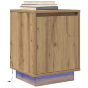 Comodino con Luci LED Rovere Artigianale 38x34x50 cm