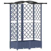 Fioriere | Cassetta per fiori | Letto Rialzato con Griglia e Tetto Grigio 124 x 40 x 126 cm PP