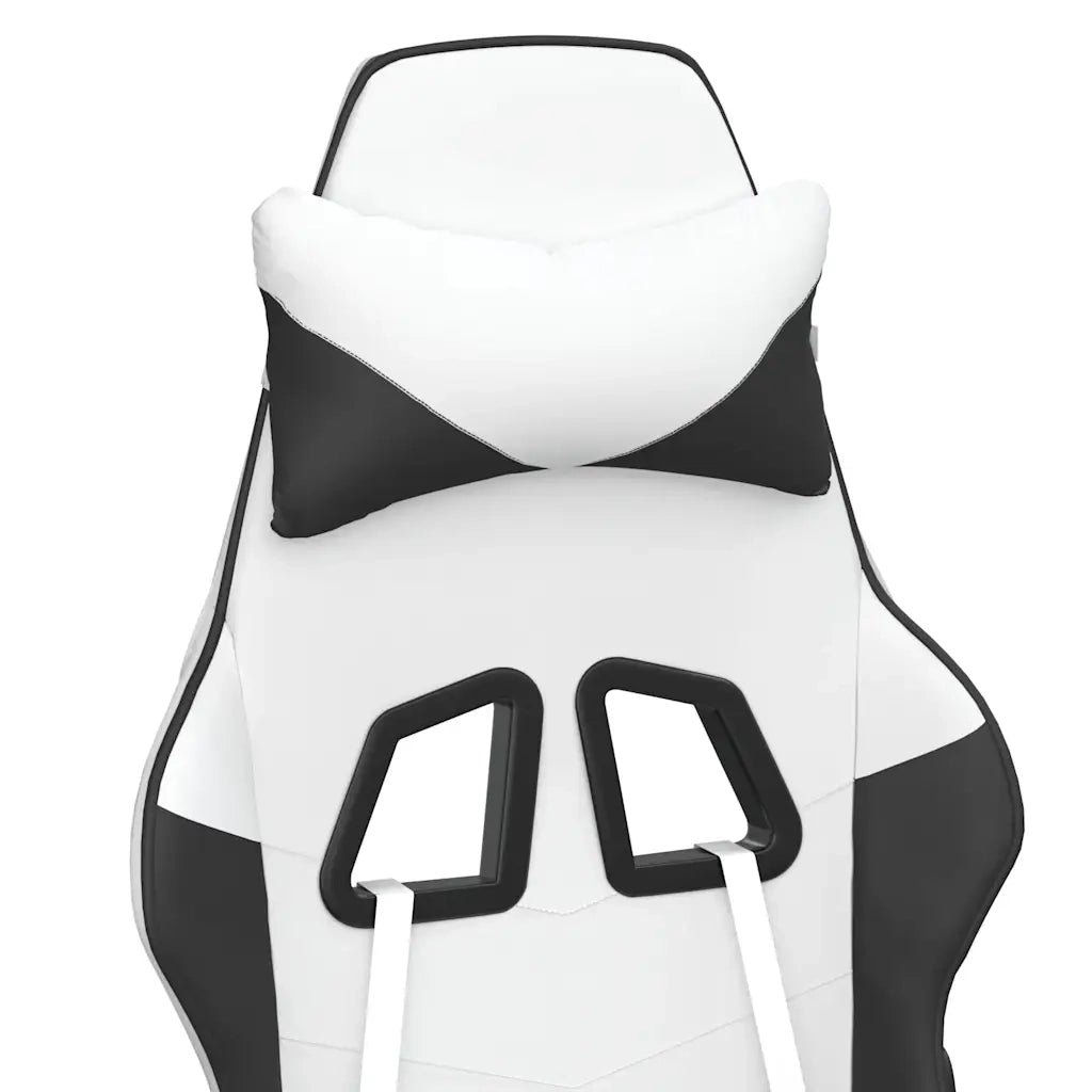 Sedia da Gaming | Sedia da e-sports Massaggio Poggiapiedi Bianco e Nero Similpelle