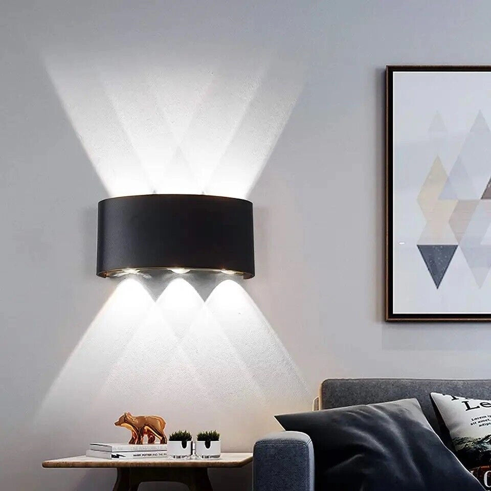 APPLIQUE PLAFONIERA LED 12W FARO FARETTO LAMPADA DA PARETE MURO DOPPIA LUCE 6500K