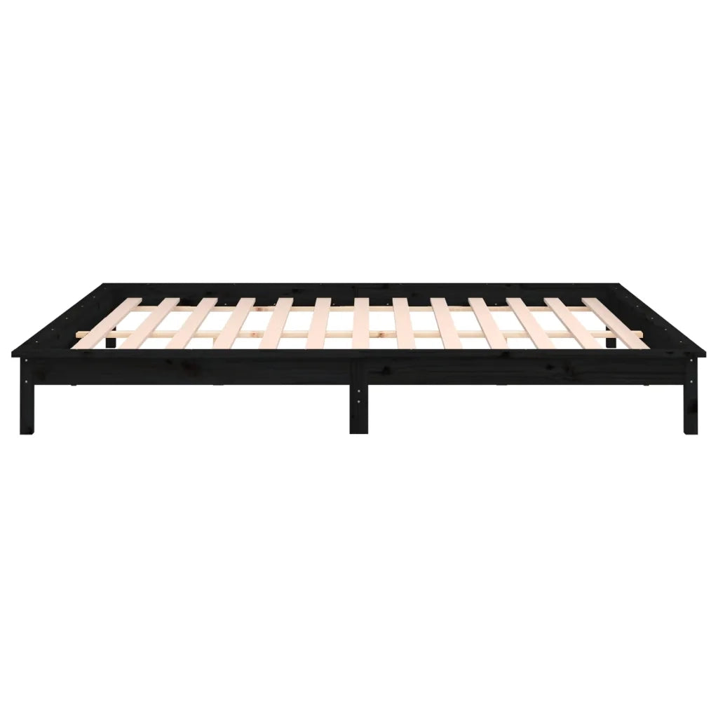 Giroletto con LED-Struttura Letto Nero 140x190 cm in Legno Massello