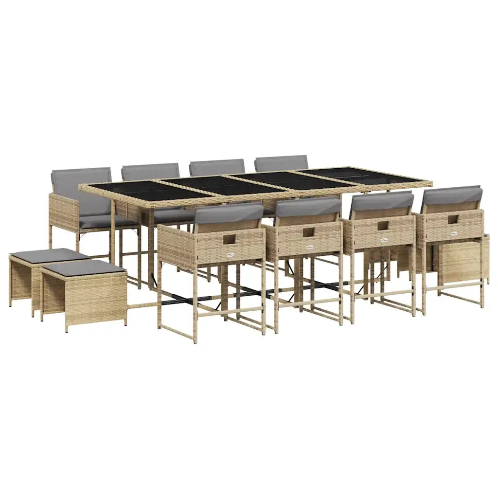 Set Pranzo da Giardino 13 pz con Cuscini Beige Misto Polyrattancod mxl 116104
