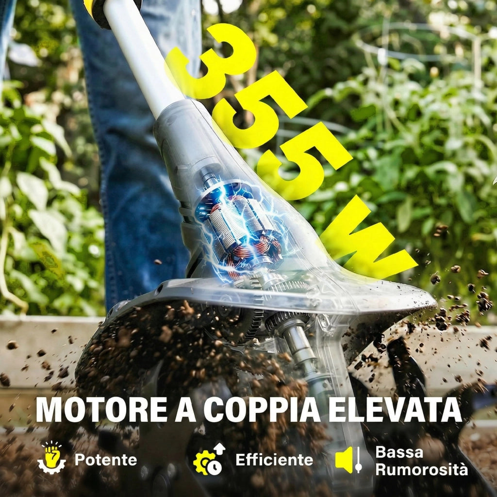 Motocoltivatore da Giardino 18V Larghezza 20 cm Profondità 18 cm Batteria e Caricabatterie Esclusi