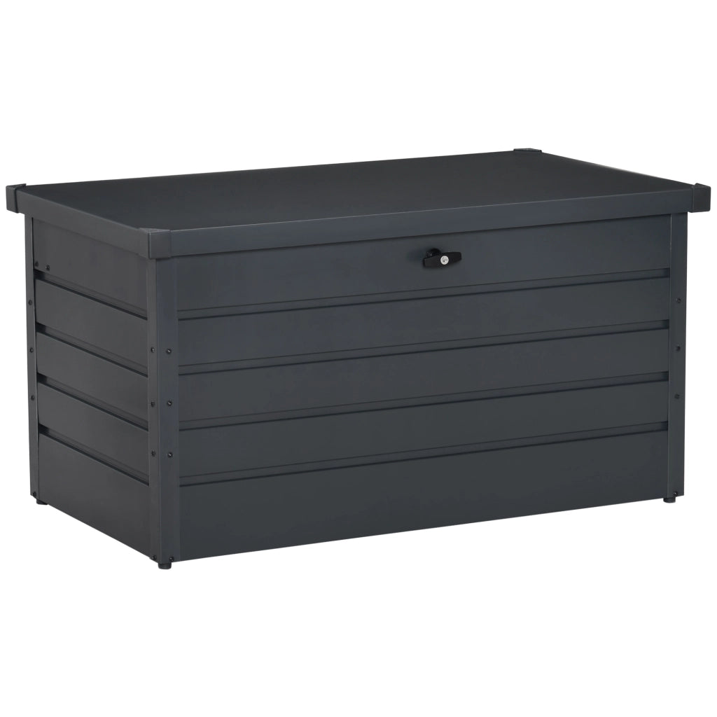 EasyComfort Panca Baule Contenitore da Giardino con Chiave, Cassapanca Moderna in Acciaio, Grigio, 120x62x62cm