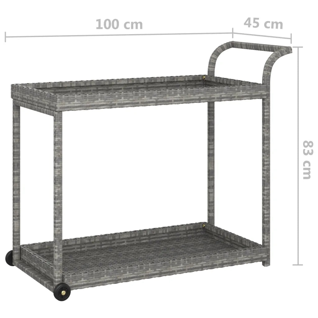 Carrello da Bar Grigio 100x45x83 cm in Polyrattan CFW9427647
