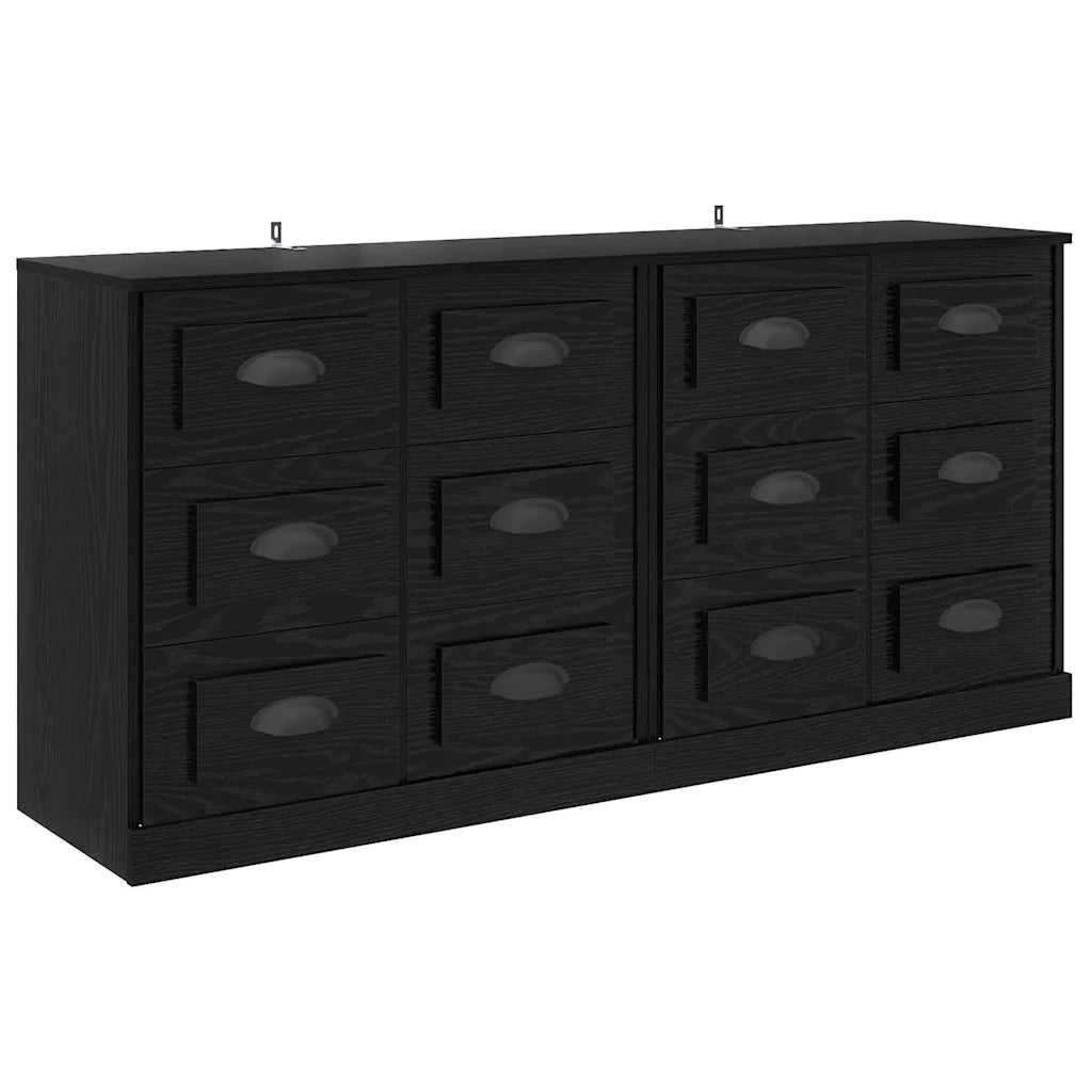 Credenza | Sideboards con cassetto 2 pcs Rovere Nero 70 x 35,5 x 67,5 cm