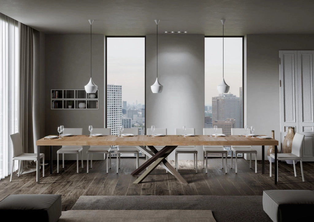 Tavolo Allungabile 130-390x90x77 cm Volantis Premium Quercia Natura Telaio 4C