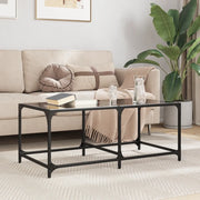 vidaXL Tavolino con Piano in Vetro Nero 98,5x50x40 cm Acciaio