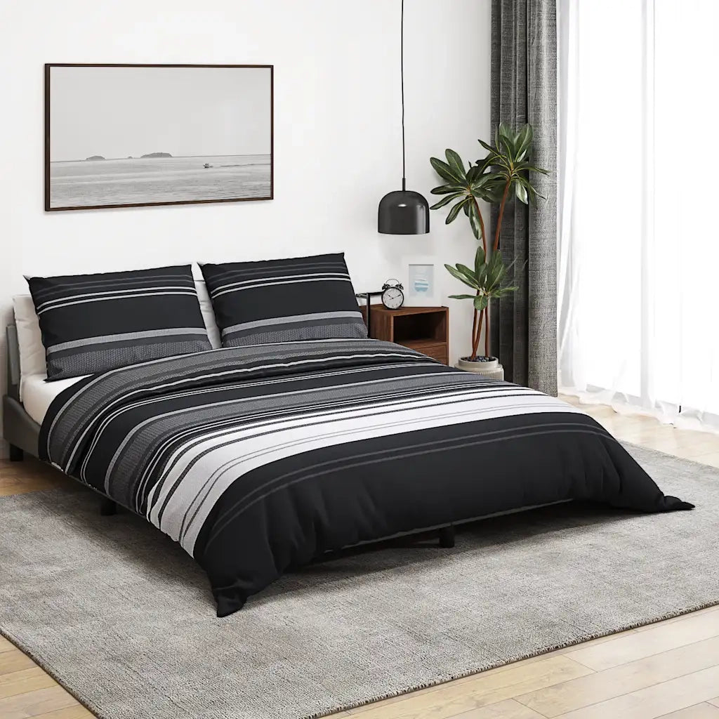 Set Copripiumino Nero e Bianco 200x200 cm in Cotone CFW9511546