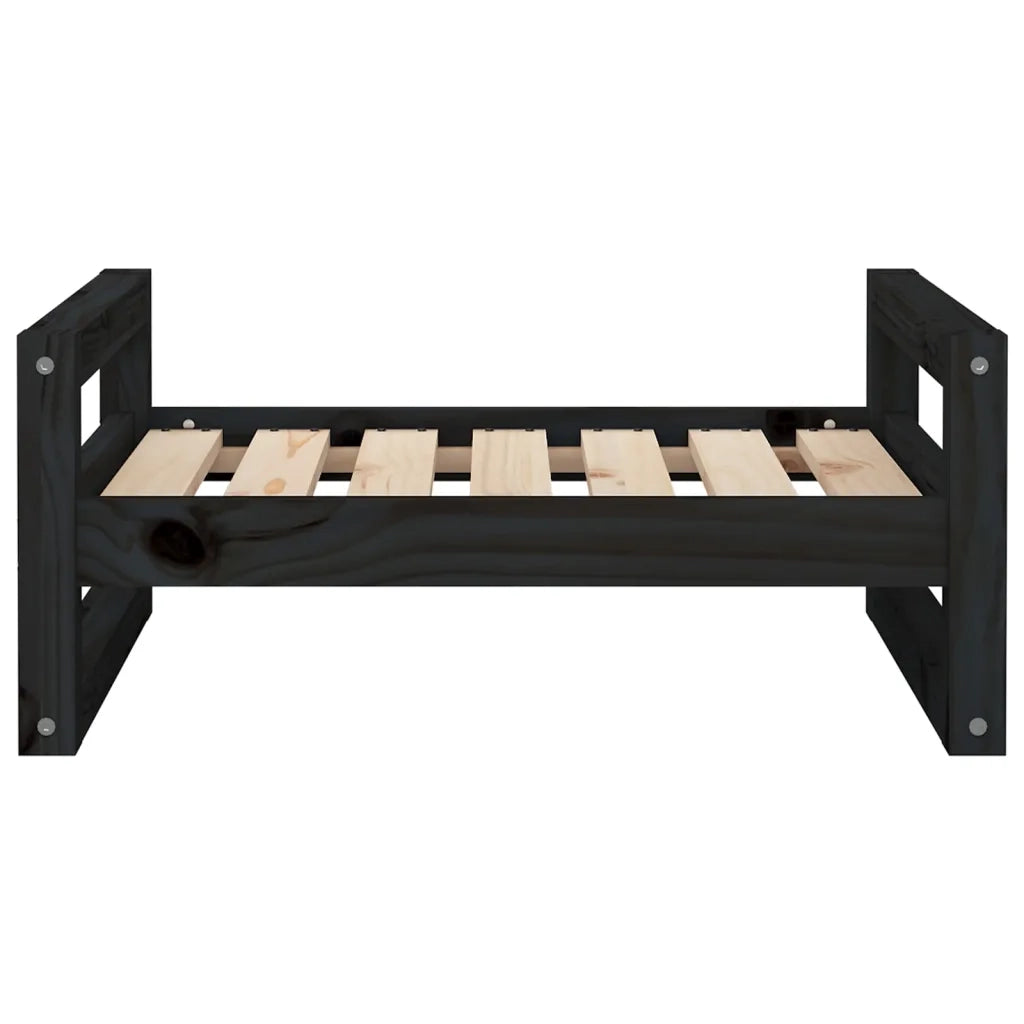 Cuccia per Cani Nera 65,5x50,5x28cm in Legno Massello di Pino 821476