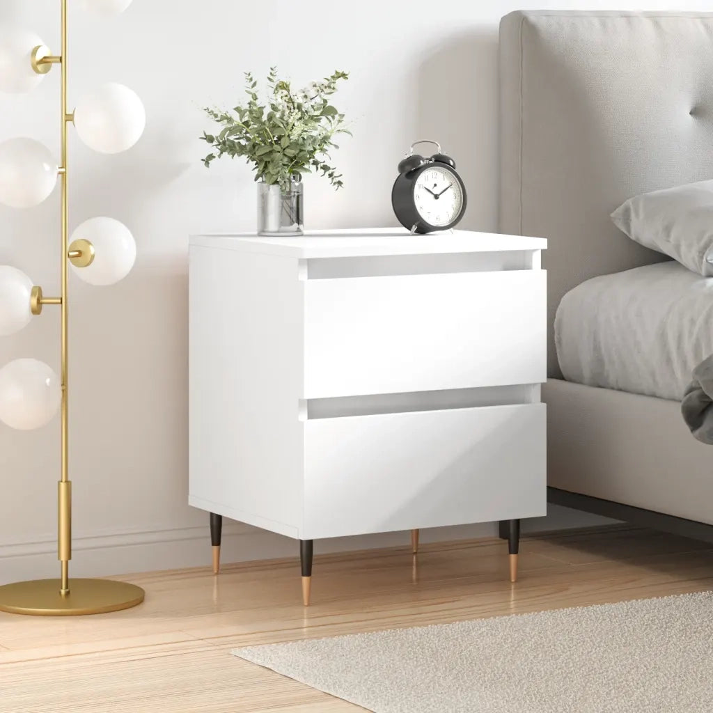 Comodino Bianco 40x35x50 cm in Legno Multistrato 826860