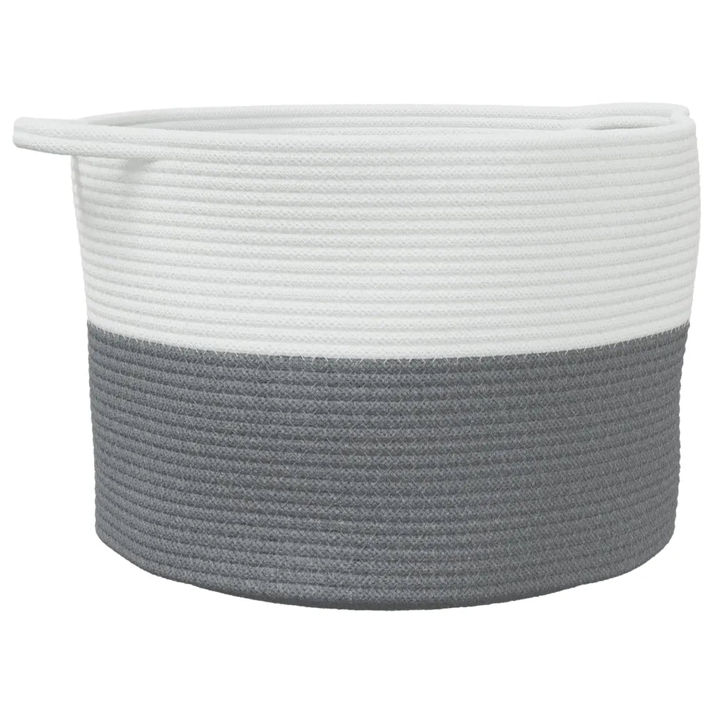 Cesto per Biancheria Grigio e Bianco ?55x36 cm in Cotone CFW8468373