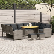 Set Divani da Giardino 4 pz con Cuscini in Polyrattan Grigio