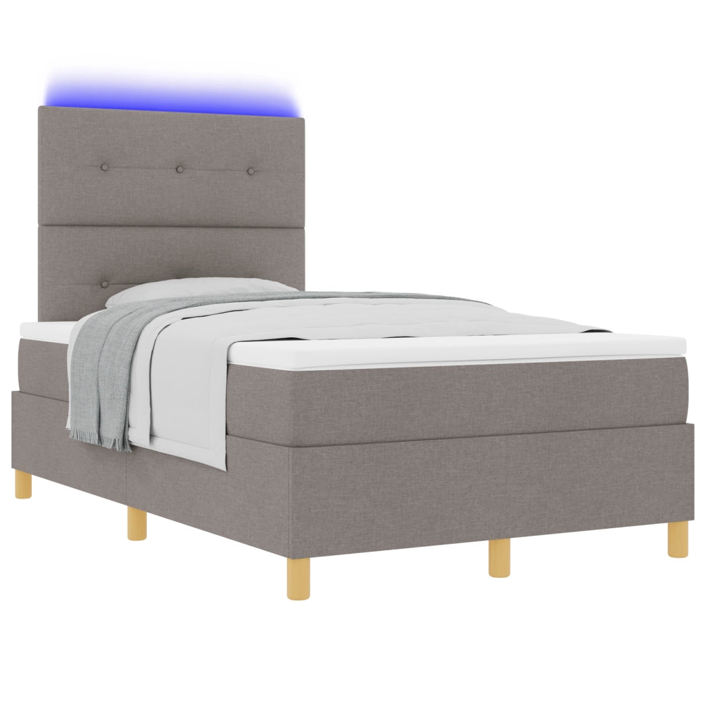 Letto a molle con materasso e LED Tortora 120x200 cm Tessuto