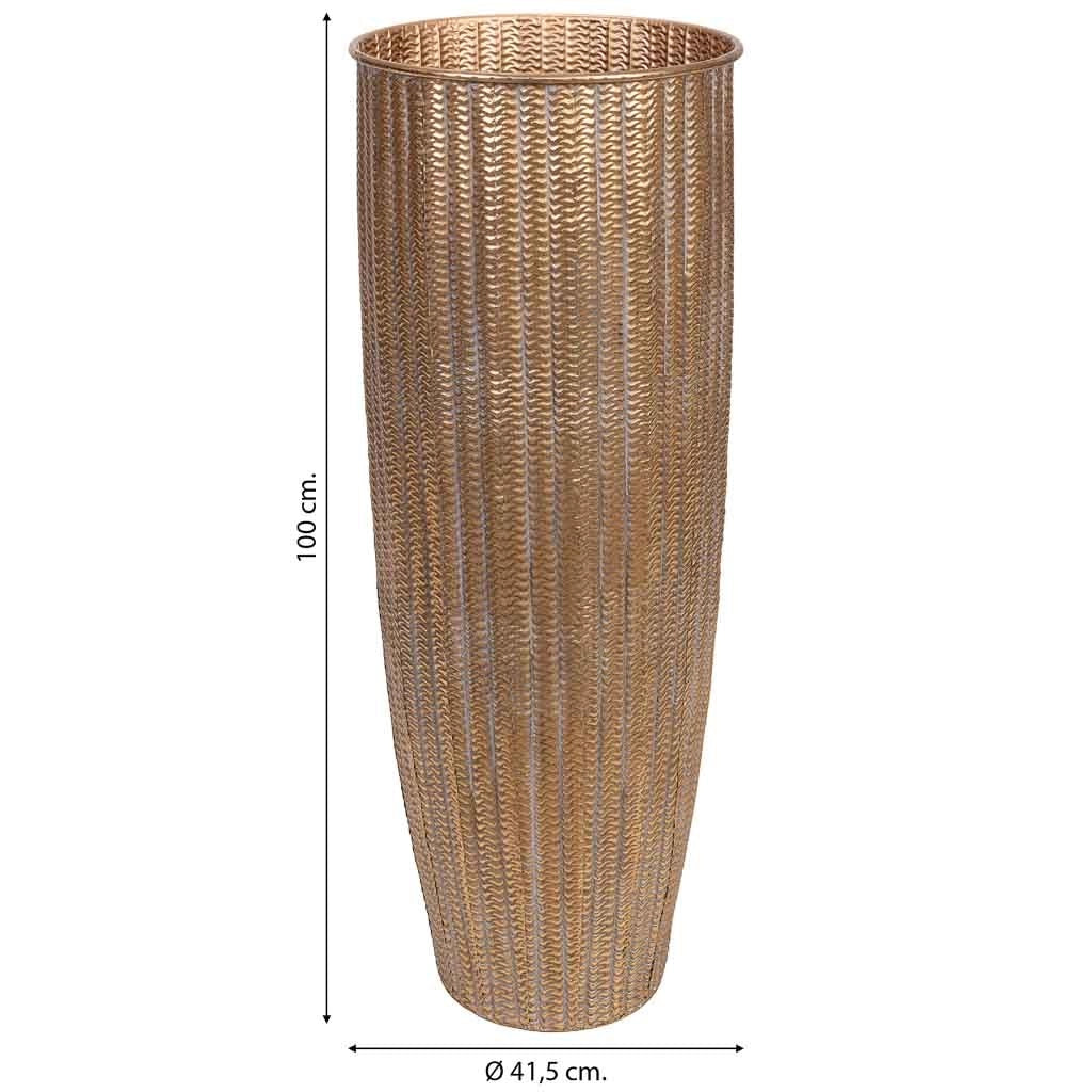 Vaso in metallo dorato 41,5x41,5x100h cm