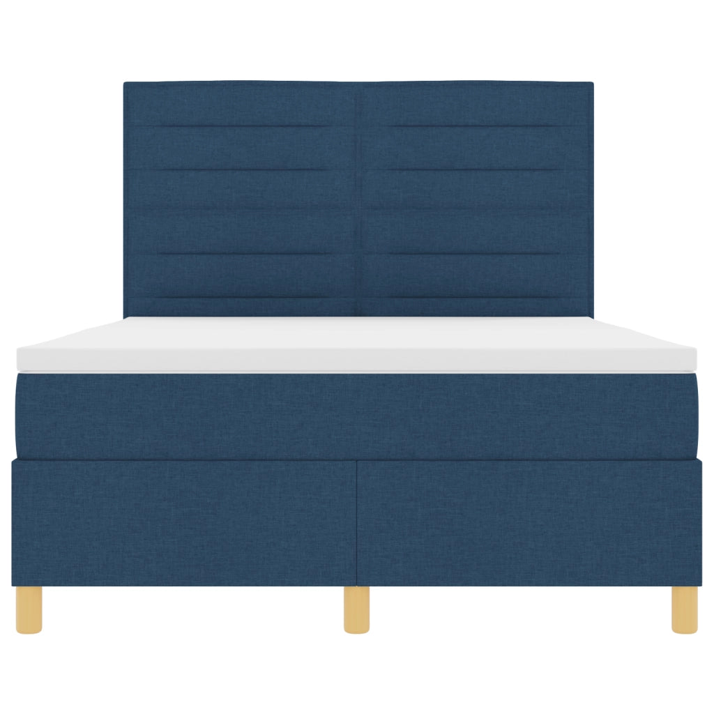 Letto Box Spring con Materasso e LED Blu 140x190 cm Tessuto
