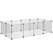 EasyComfort Recinto per Animali di Piccola Taglia Modulabile con Pannelli e Accessori, Gabbia per Ricci da Interno in Metallo, per Porcellini d'India e Ricci, 106x73x36 cm, Nero
