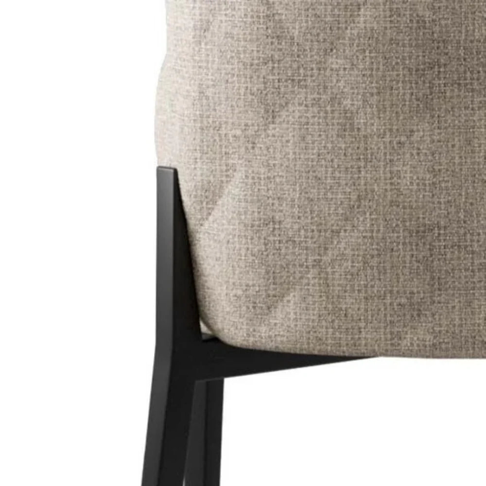Set di 4 sedie da pranzo imbottite in tessuto beige Charm con struttura in metallo facili da pulire | Duzzle
