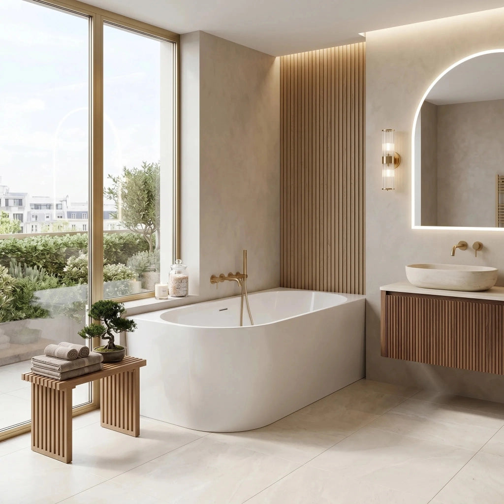 Vasca Da Bagno Angolare In Acrilico Rea Bellanto Slim 150 Right Copritappo nero