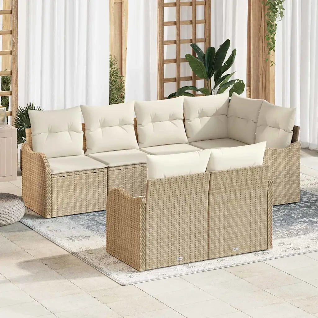 Set Divano da Giardino 7 pcs Beige Poly Rattan 3354410