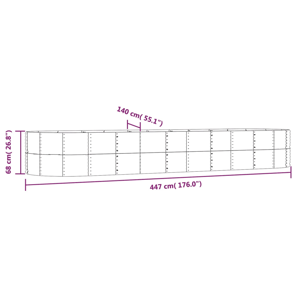 Letto Giardino Acciaio Verniciato Polvere 447x140x68 cm Argento