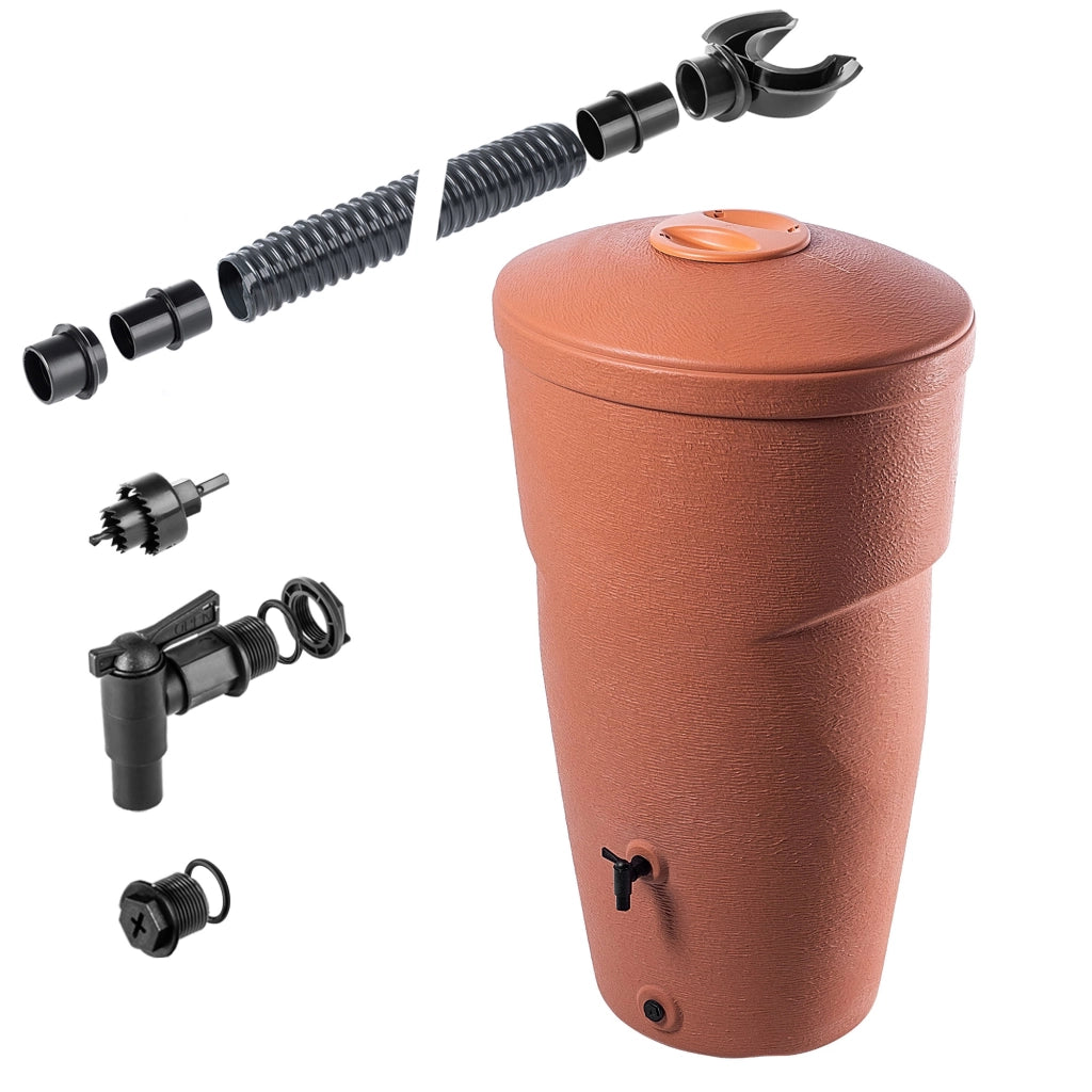 Serbatoio per acqua piovana KADAX da 270 litri, contenitore per acqua, kit di collegamento, rubinetto