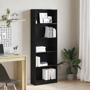 Libreria-Scaffale per Libri-Mobile di Stoccaggio Rovere Nero 60 x 24 x 176 cm Legno multistrato