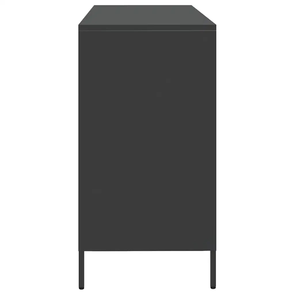 Credenza | Madia | Buffet da pranzo | Armadio da pranzo Nera 135x39x73,5 cm in Acciaio Laminato a Freddo