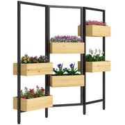 Paravento esterno pieghevole 3 pannelli con 6 vasi ¨C zephmum ¨C legno naturale