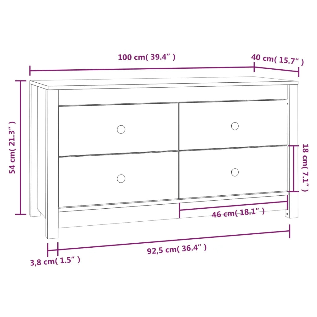 Armadietto 100x40x54 cm in Legno Massello di Pino CFW9281326