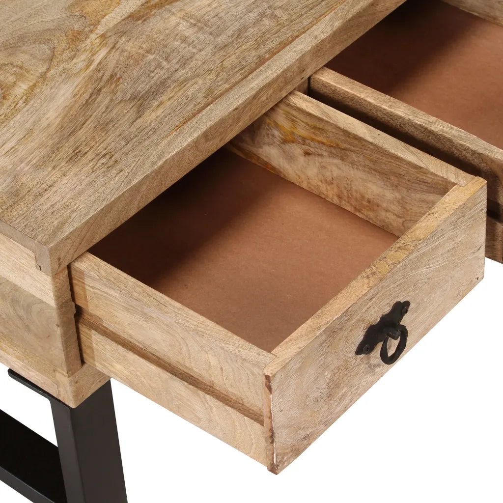 Tavolino da Caffè con 3 Cassetti Massello di Mango 90x50x35 cm 244942