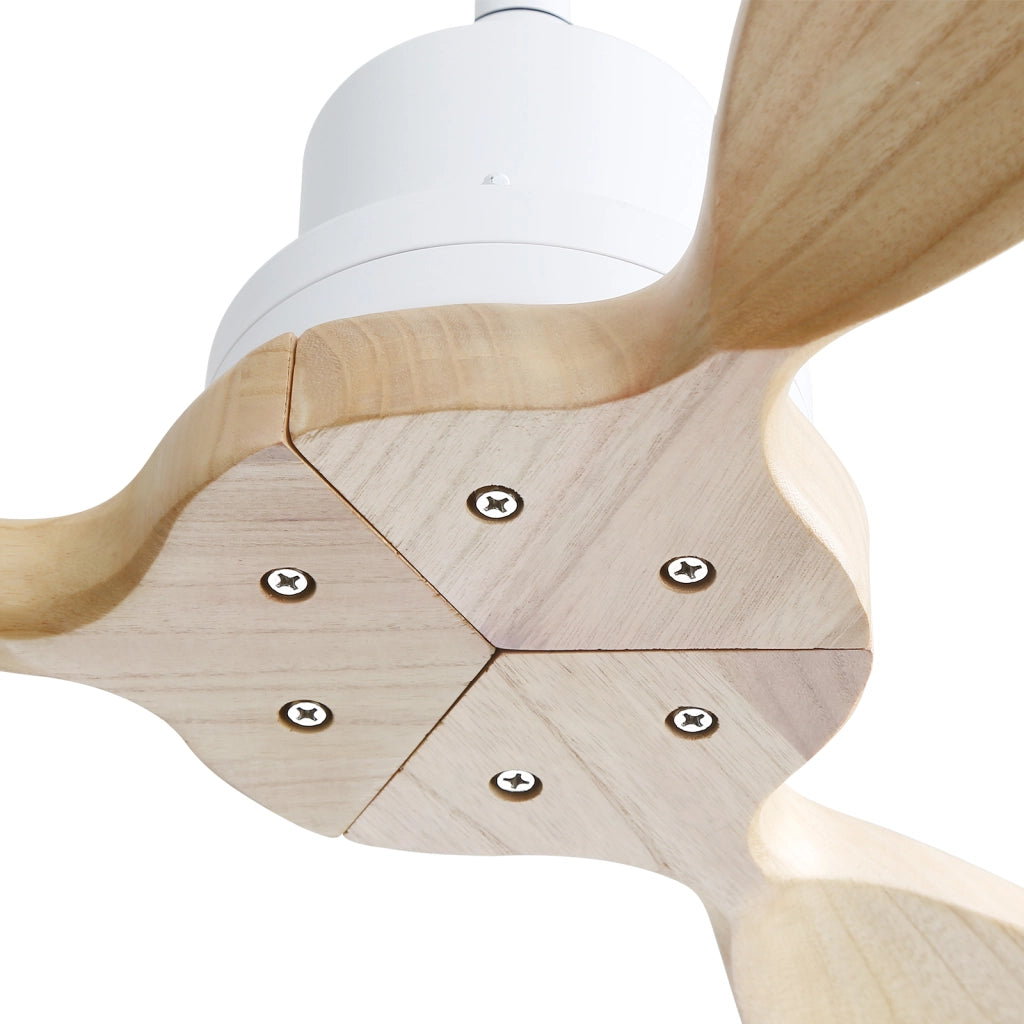 Ventilatore da soffitto 52 pollici reversibile con telecomando in metallo e legno bianco