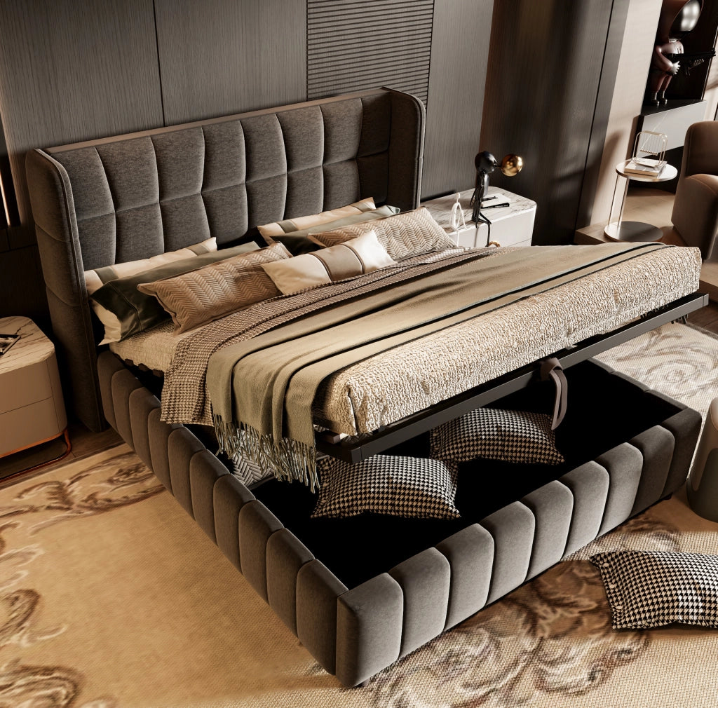 Letto matrimoniale contenitore 180x200 cm grigio