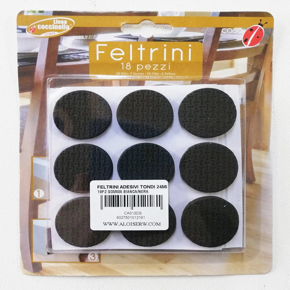 Feltrini adesivi tondi da 24mm in gomma nera