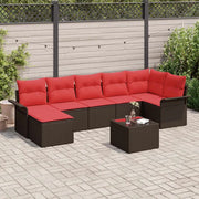 Set Divano da Giardino con cuscino 8 pcs Marrone Poly Rattan 3345464