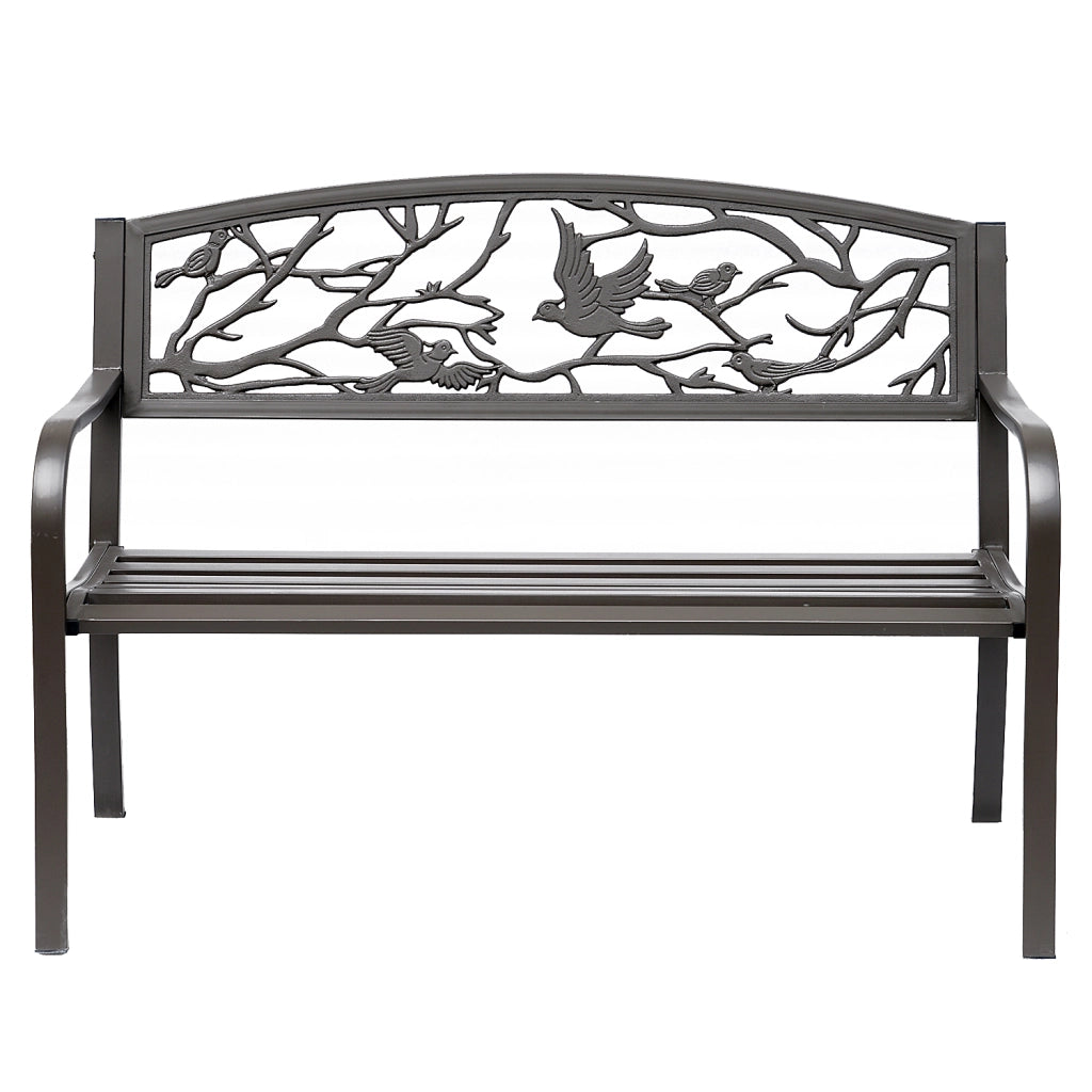 Banc de Jardin 3 Posti ¨C zephmum ¨C Marrone, Metallo, 127x60x85 cm