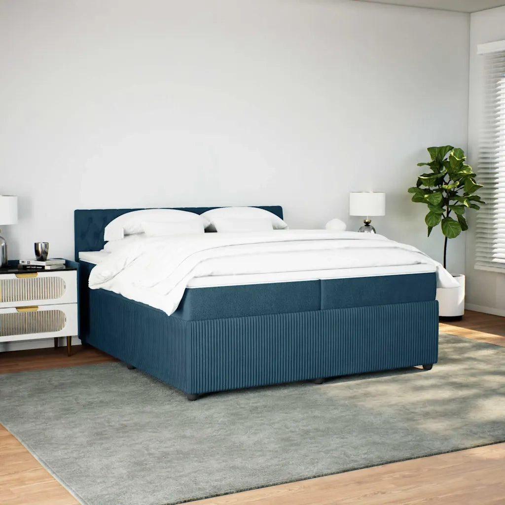 Giroletto a Molle con Materasso Blu 200x200 cm in Velluto 3290140