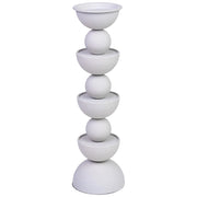 Portacandele in metallo bianco 12,5x12,5x43h cm