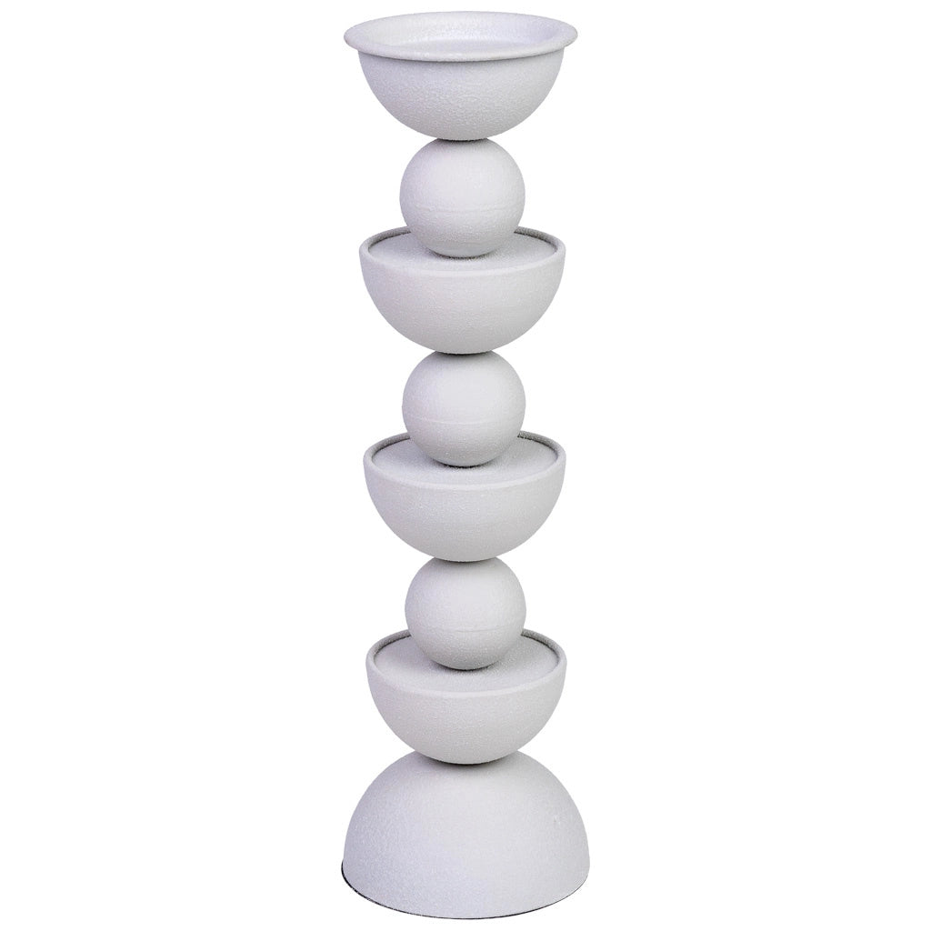 Portacandele in metallo bianco 12,5x12,5x43h cm