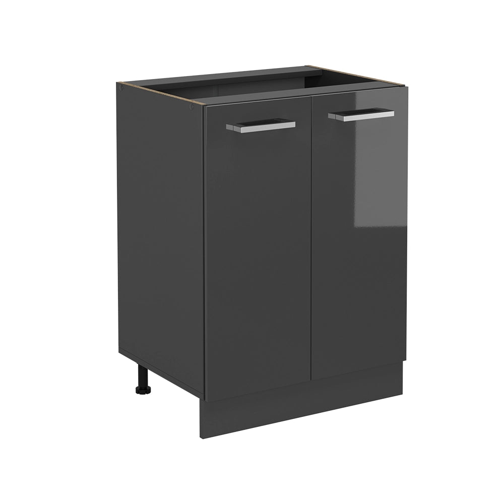Mobiletto base cucina R-Line Antracite lucido/Antracite 60 cm senza piano di lavoro Vicco