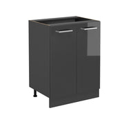Mobiletto base cucina R-Line Antracite lucido/Antracite 60 cm senza piano di lavoro Vicco
